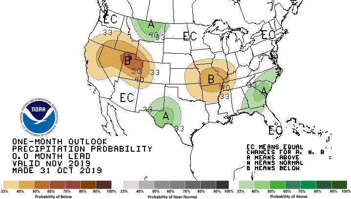November 2019 Precipitation Outlook from Climate Prediction Center